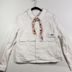 Lularoe Kenny Denim Jacket White w/scarf Size 2XL